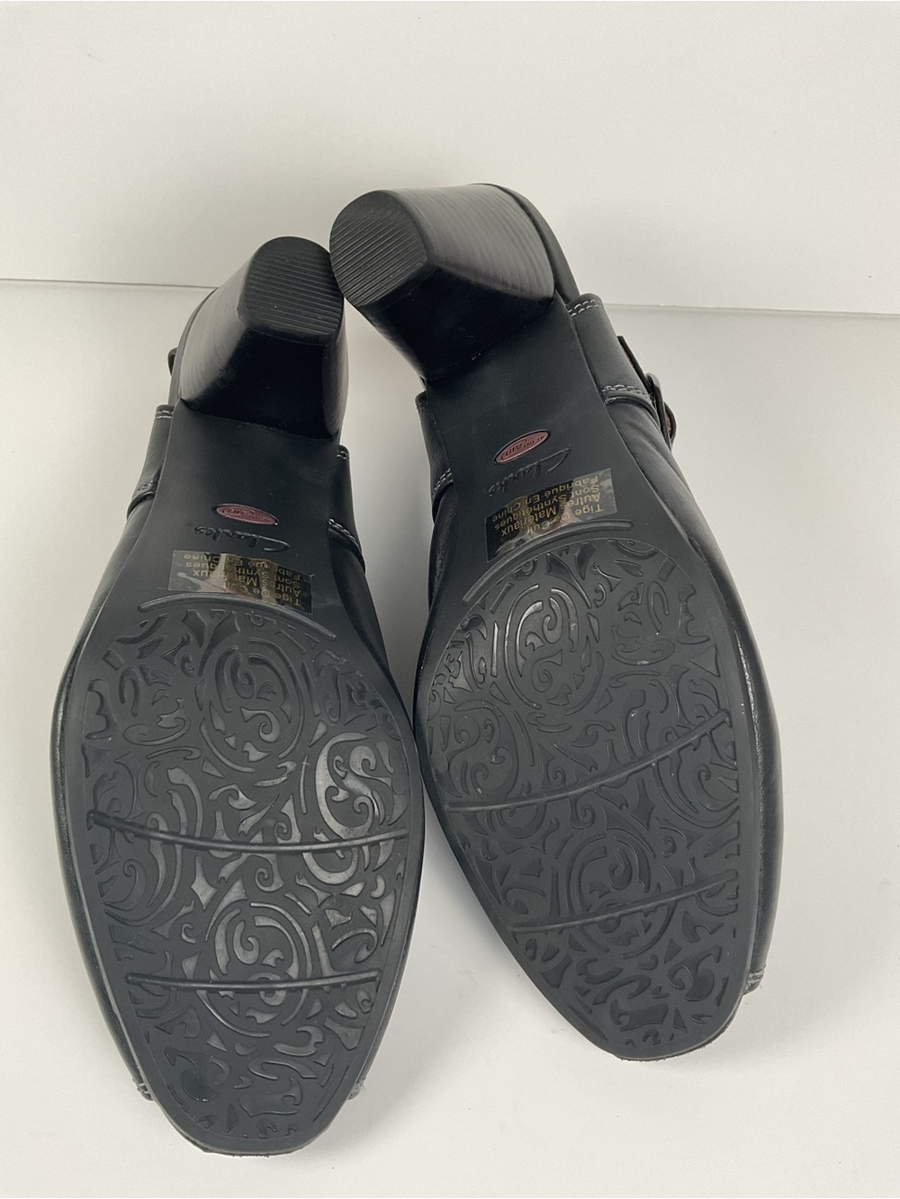 Clarks Artisan Black Leather Slingback Peep Toe Heels Women’s 9.5M - Picture 9 of 11